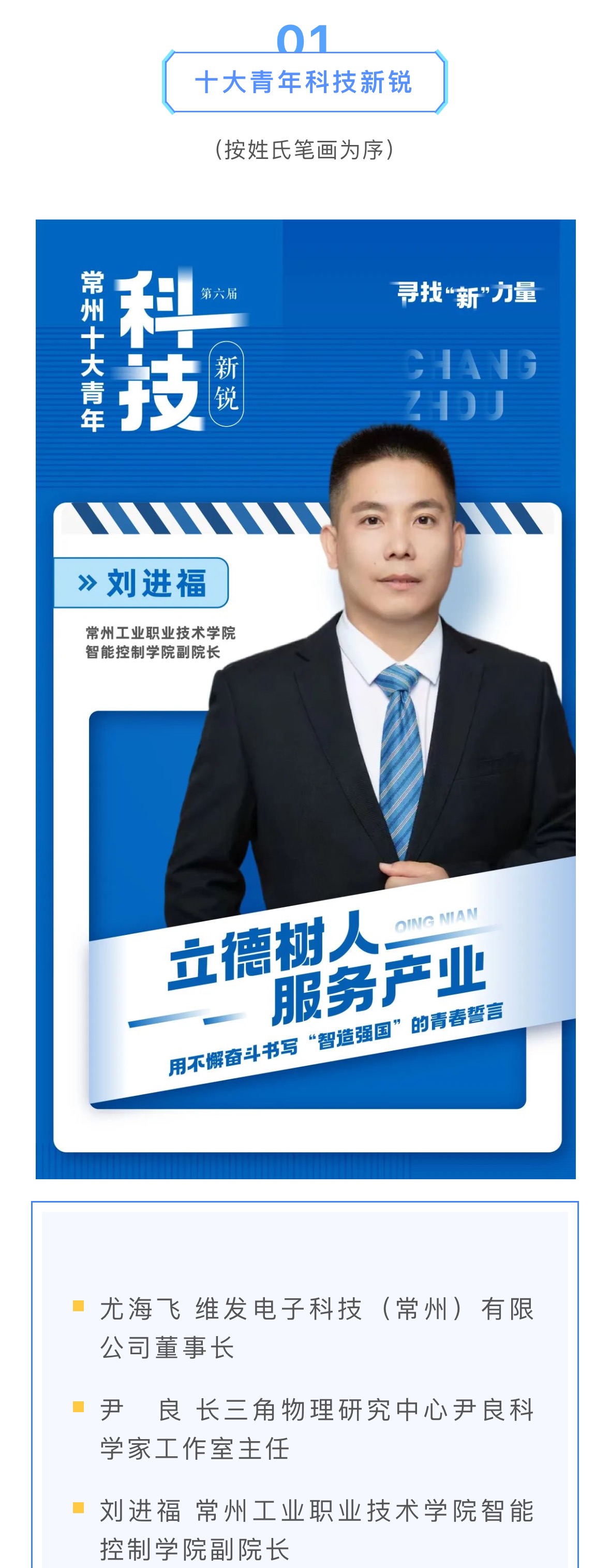 我校刘进福博士获评第六届常州市十大青年科技新锐